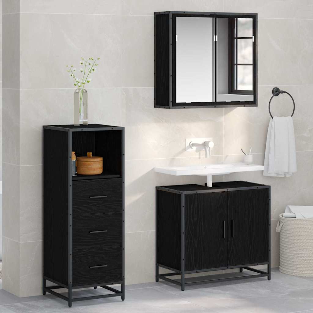 vidaXL Dulap de Baie Stejar negru 35 x 37.5 x 100 cm Lemn compozit