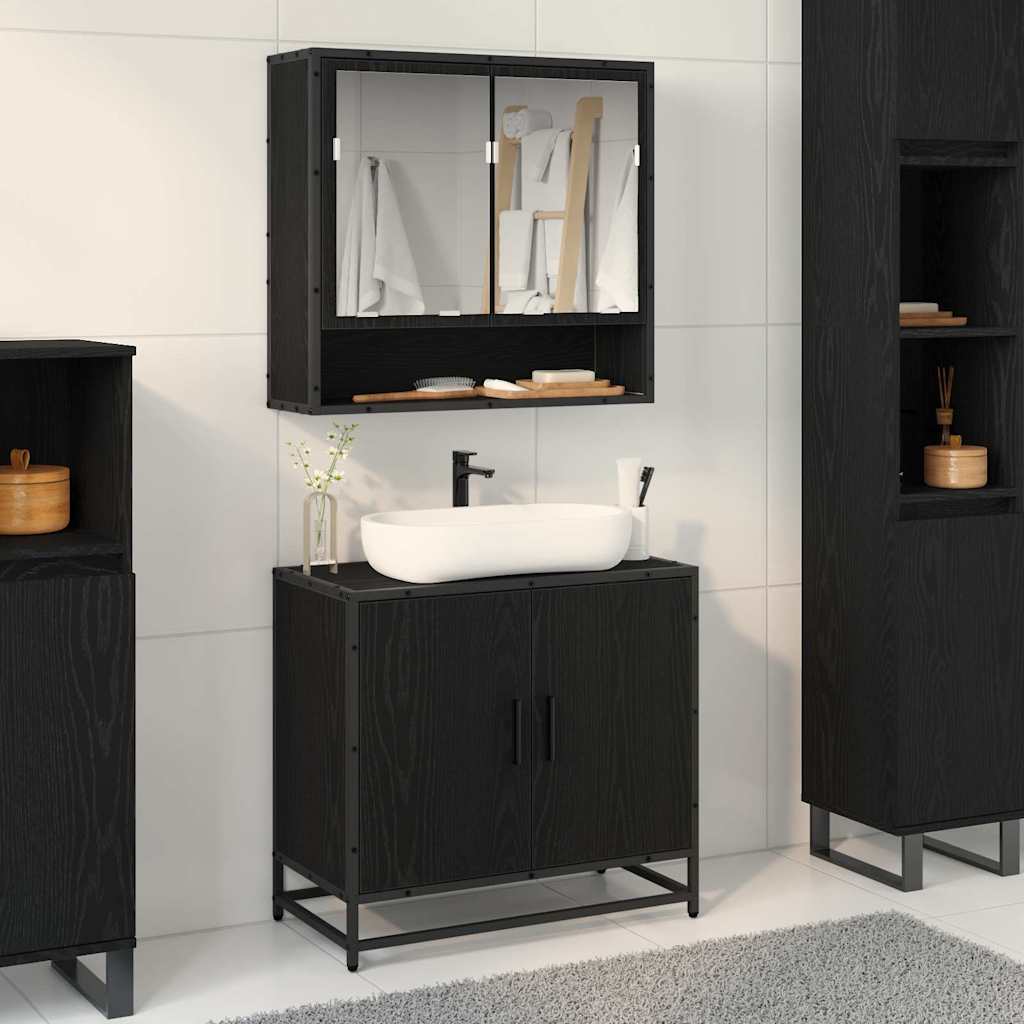 Seturi mobilă - Dulap pentru Chiuveta de Baie Stejar Negru 65 x 33 x 60 cm