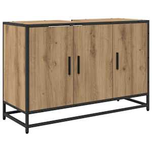 Koupelnová skříň s úložištěm Artisanový dub 90 x 33 x 60 cm - obrázek 2