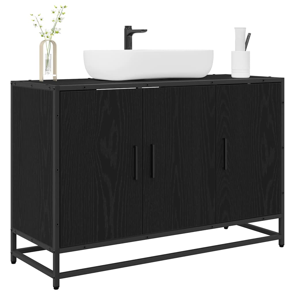 vidaXL Badkamertenk te kast Zwart eiken 90 x 33 x 60 cm Bewerkt hout