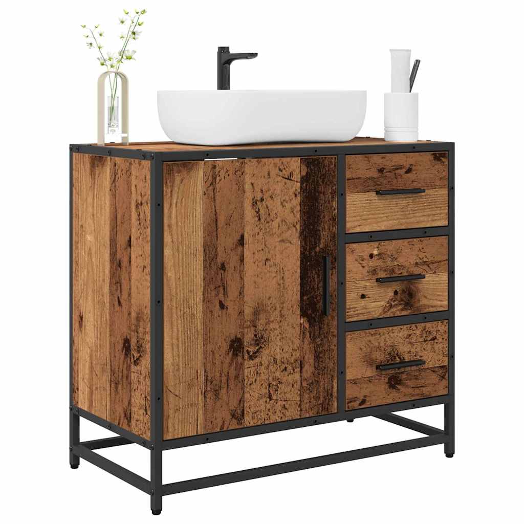 vidaXL Badkamertenk te kast met lade Oud hout 65 x 33 x 60 cm