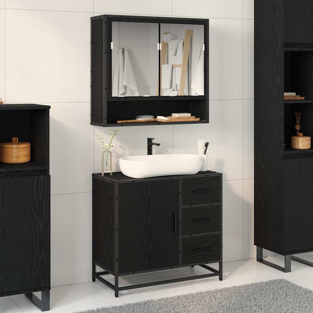 vidaXL Dulap pentru Chiuveta de Baie Stejar negru 65 x 33 x 60 cm