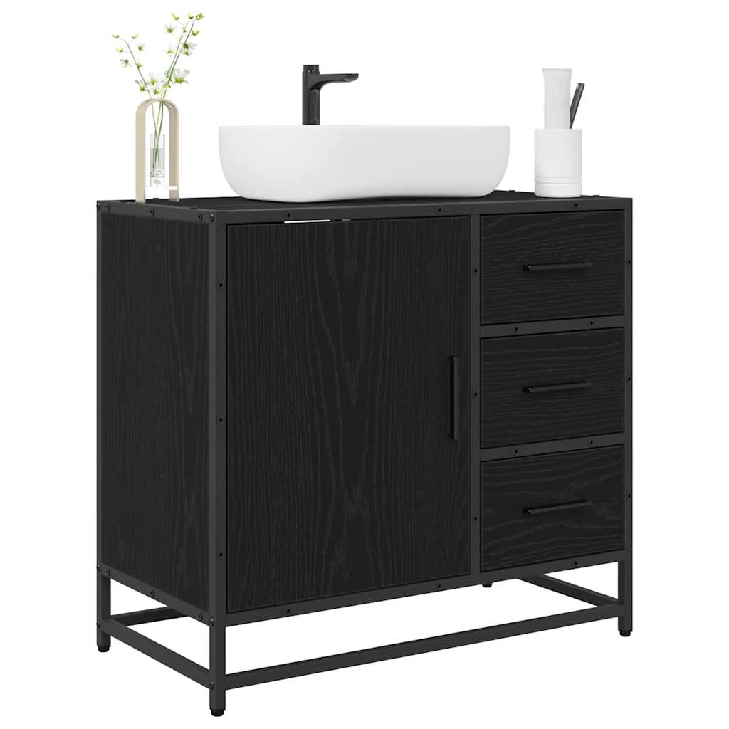 vidaXL Badkamertenk te kast met lade Zwart eiken 65 x 33 x 60 cm