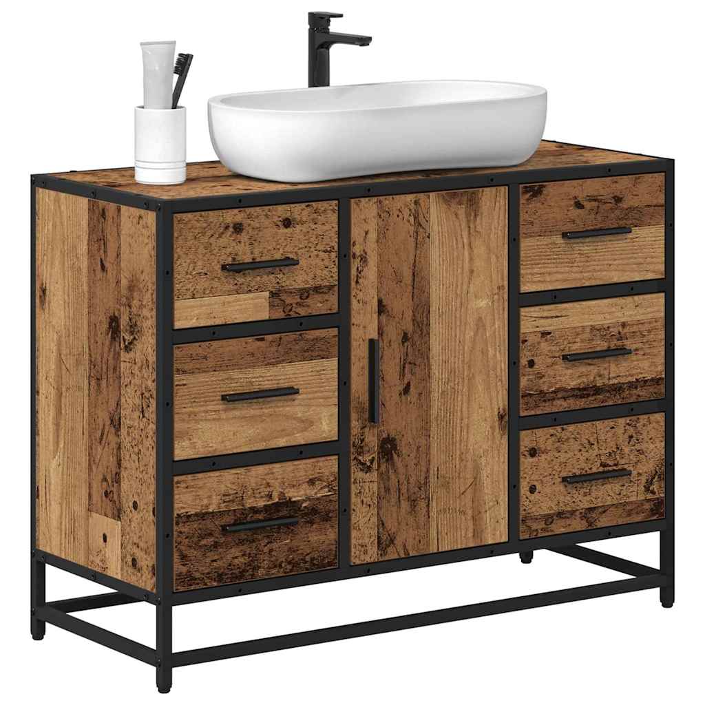 vidaXL Badkamertenk te kast Oud hout 80 x 33 x 60 cm Bewerkt hout