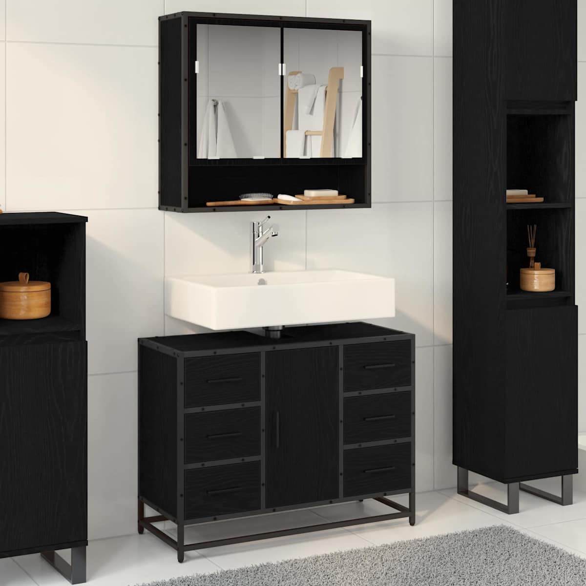 Badeværelsesskab 80 x 33 x 60 cm Konstrueret træ