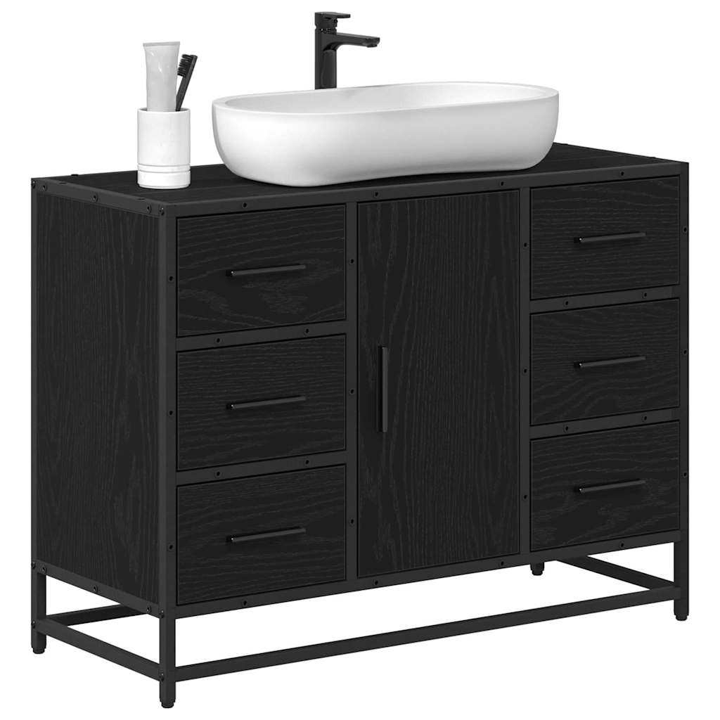 vidaXL Badkamertenk te kast Zwart eiken 80 x 33 x 60 cm Bewerkt hout