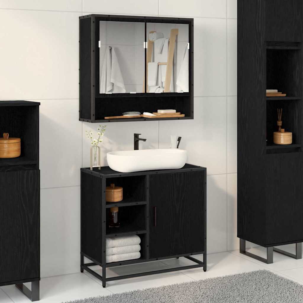 vidaXL Dulap pentru Chiuveta de Baie Stejar negru 65 x 33 x 60 cm