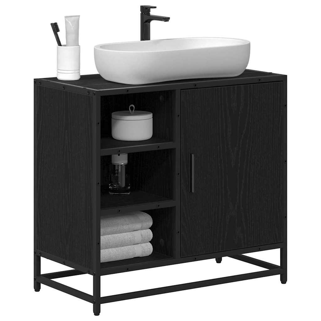vidaXL Badkamertenk te kast Zwart eiken 65 x 33 x 60 cm Bewerkt hout