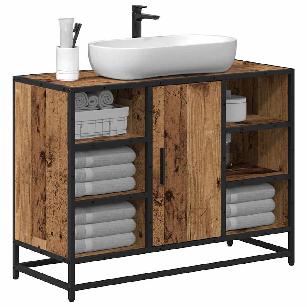 vidaXL Badkamertenk te kast Oud hout 80 x 33 x 60 cm Bewerkt hout