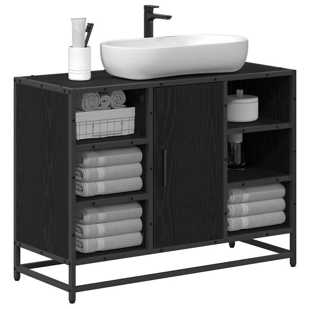 vidaXL Badkamertenk te kast Zwart eiken 80 x 33 x 60 cm Bewerkt hout