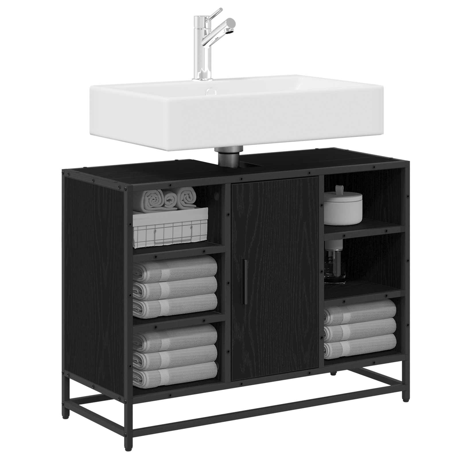 Vannas istabas skapītis Melns ozolkoks 80 x 33 x 60 cm