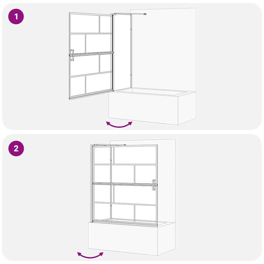 vidaXL Bad-Duschschirm Schwarz und Transparent 116 x 67 x 129.5 cm – Bild 10