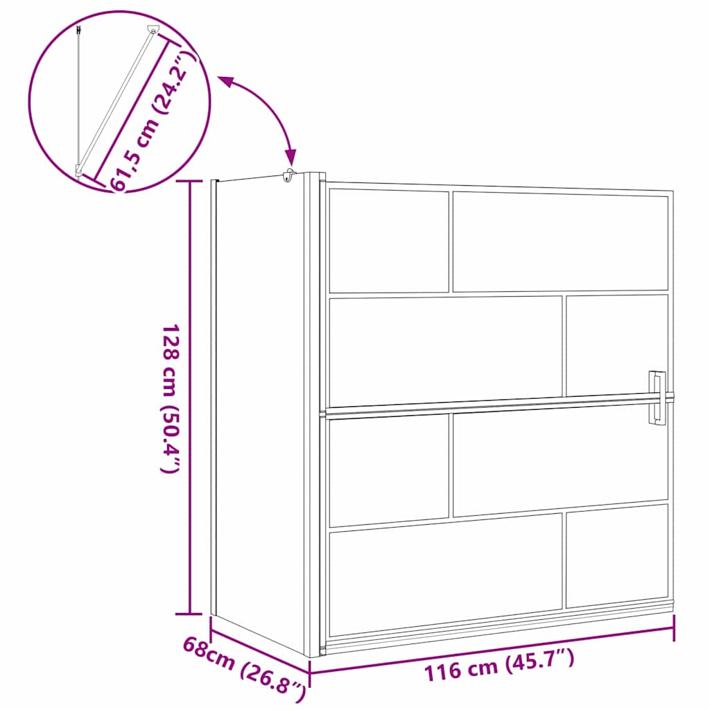 vidaXL Bad-Duschschirm Schwarz und Transparent 116 x 67 x 129.5 cm – Bild 11