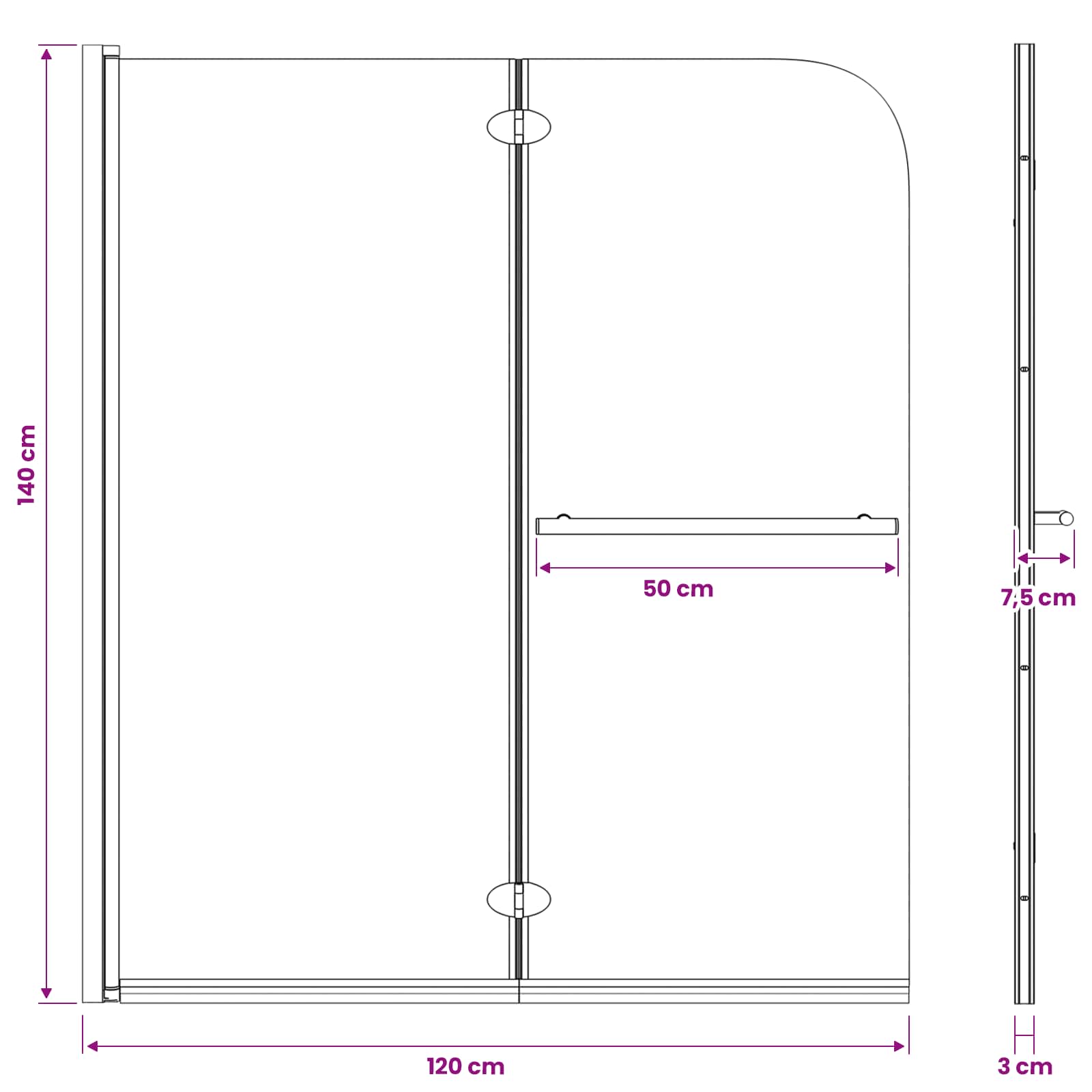 Obloga za tuš Črna 120 x 140 cm ESG steklo in aluminij - slika 12