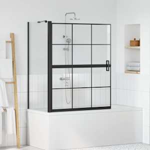Kopalna tuš zavesa Črna in prozorna 116 x 68 x 128 cm