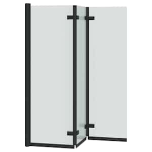 Závěs pro sprchu Černá 130 x 138 cm ESG sklo a hliník - obrázek 4