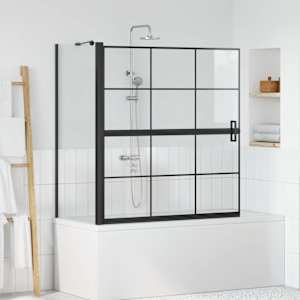 Kopalna tuš zavesa Črna in prozorna 116 x 68 x 128 cm