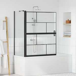 Kopalna tuš zavesa Črna in prozorna 116 x 68 x 128 cm
