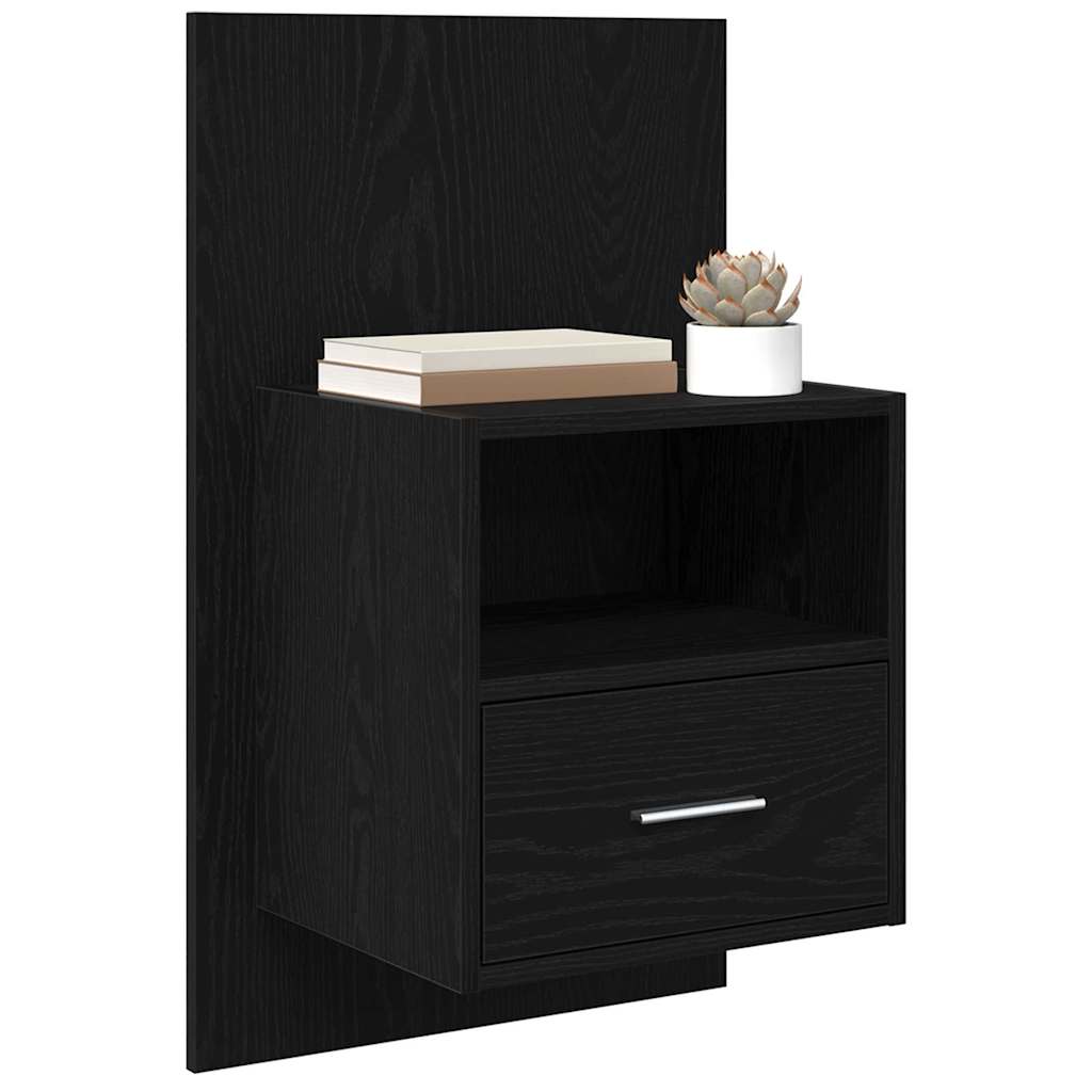 vidaXL Bedkast 2 pcs Zwart eiken 48.5 x 32.5 x 80 cm Bewerkt hout