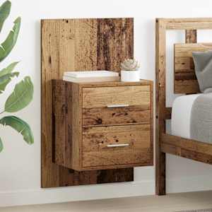 Nástěnná noční skříňka 2 pcs Staré dřevo 48,5 x 32,5 x 80 cm - obrázek 1