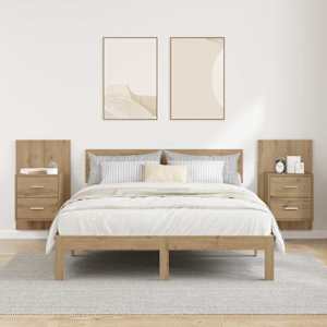 Nástěnná noční skříňka 2 pcs Artisanový dub 48,5 x 32,5 x 80 cm - obrázek 4