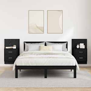 Nástěnná noční skříňka 2 pcs Černý dub 48,5 x 32,5 x 80 cm - obrázek 4