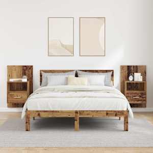 Noční skříňka se zásuvkou 2 pcs Staré dřevo 50 x 32.5 x 80cm - obrázek 4