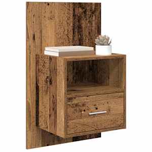 Noční skříňka se zásuvkou 2 pcs Staré dřevo 50 x 32.5 x 80cm - obrázek 3