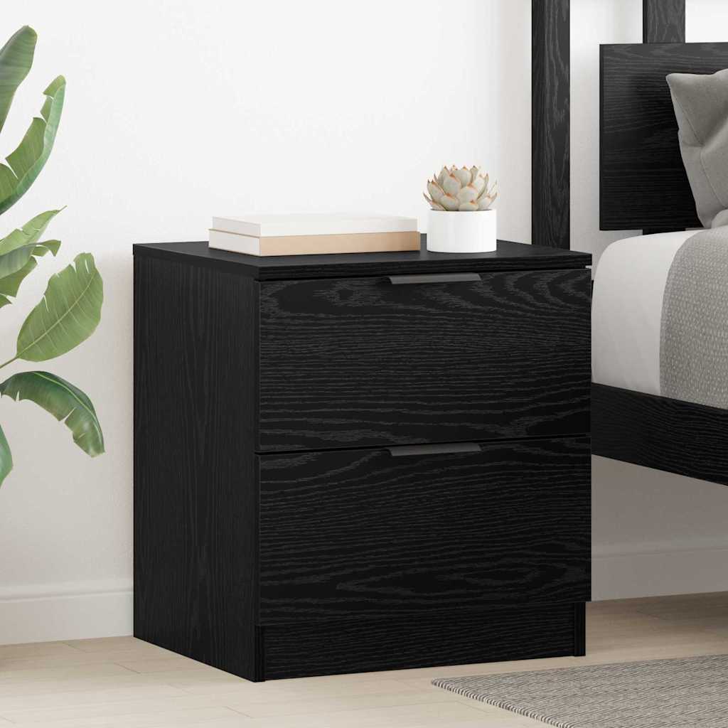 vidaXL Dulap de noapte cu sertar 2 pcs Stejar negru 45 x 39 x 50 cm
