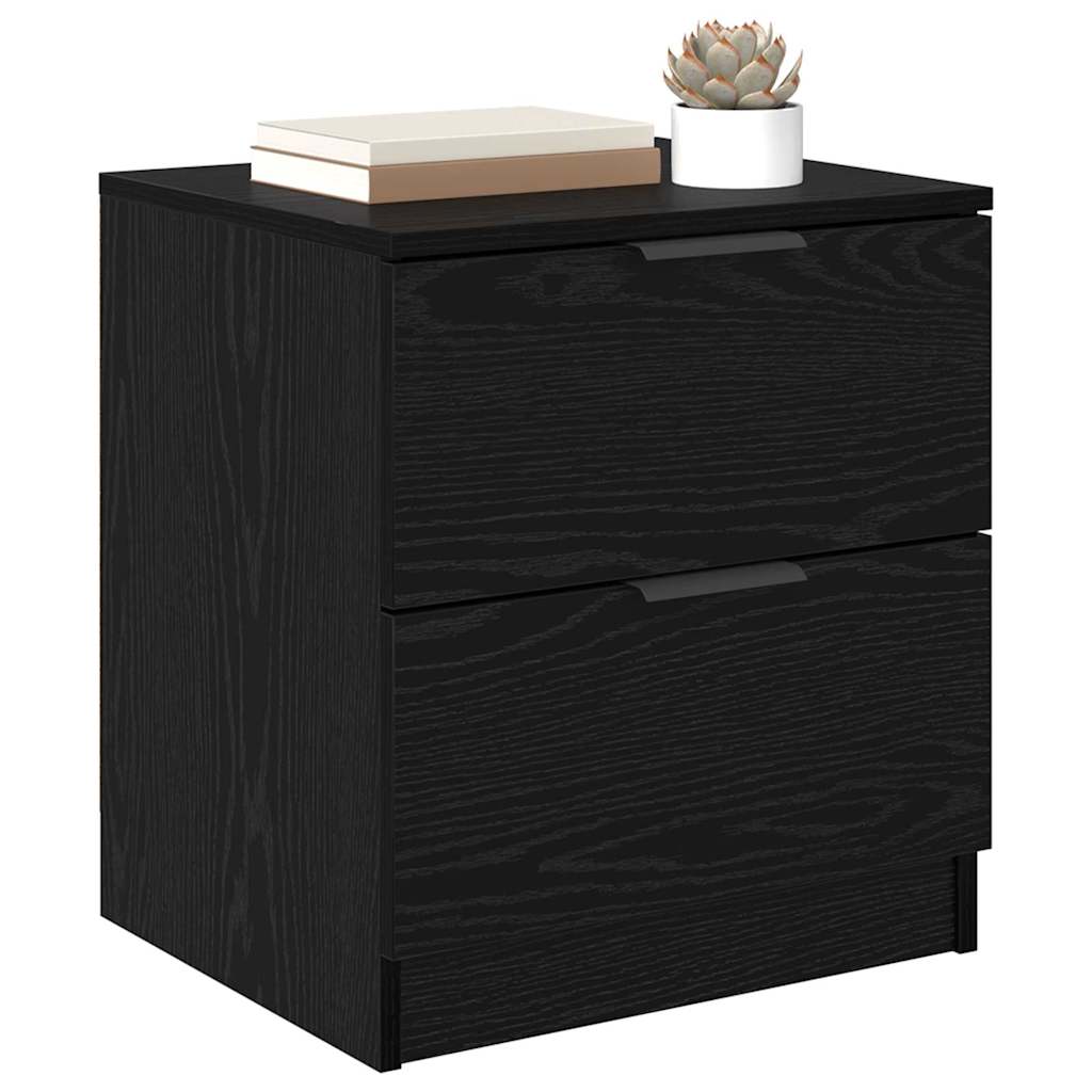 vidaXL Nachtkastje 2 pcs Zwart eiken 45 x 39 x 50 cm Bewerkt hout