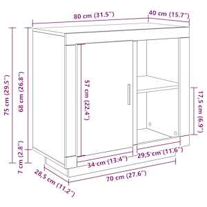 Servírovací skříň Staré dřevo 80 x 40 x 75 cm kompozitní dřevo - obrázek 13
