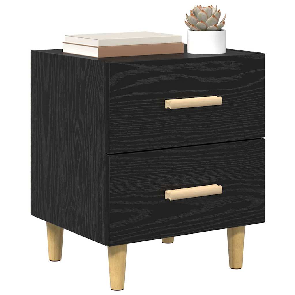 vidaXL Bedkast 2 pcs Zwart eiken 40 x 35 x 47,5 cm Bewerkt hout