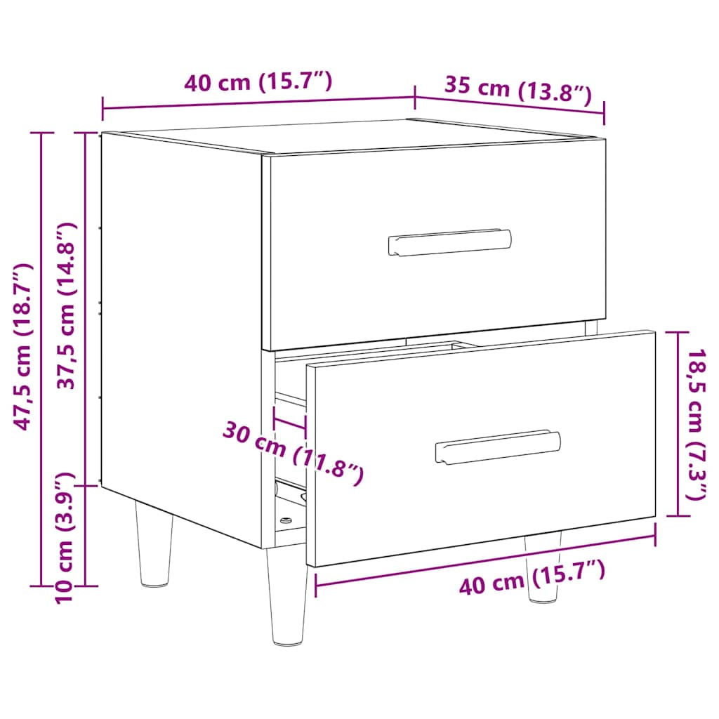 Zásuvka pod postel 2 pcs Černý dub 40 x 35 x 47,5 cm - obrázek 14