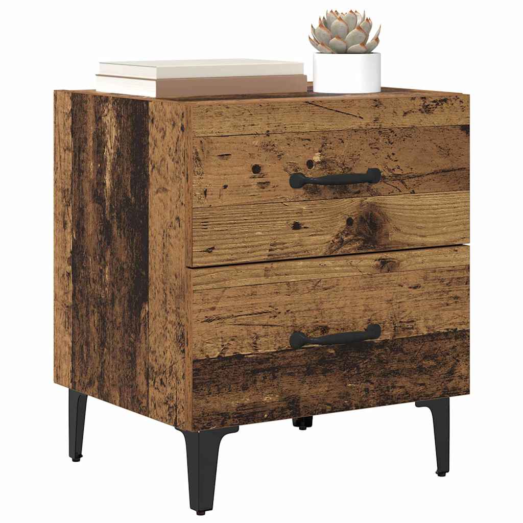 vidaXL Bedkast met lade 2 pcs Oud hout 40 x 35 x 47,5 cm Bewerkt hout