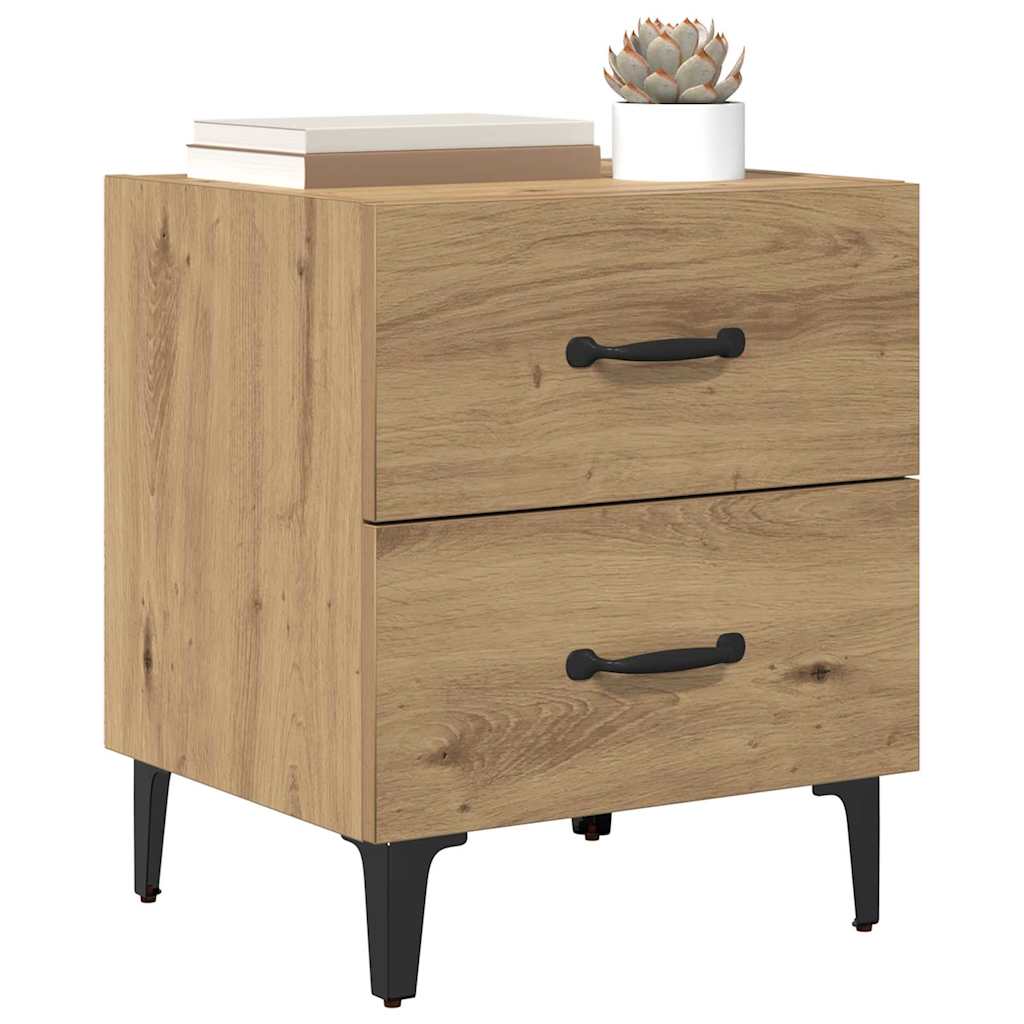 vidaXL Bedkast artisanaal eikenkleurig 40 x 35 x 47,5 cm Bewerkt hout