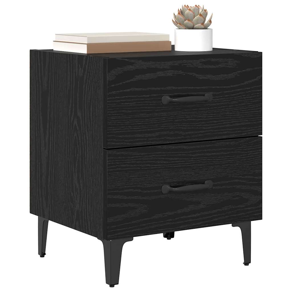 vidaXL Bedkast 2 pcs Zwart eiken 40 x 35 x 47,5 cm Bewerkt hout