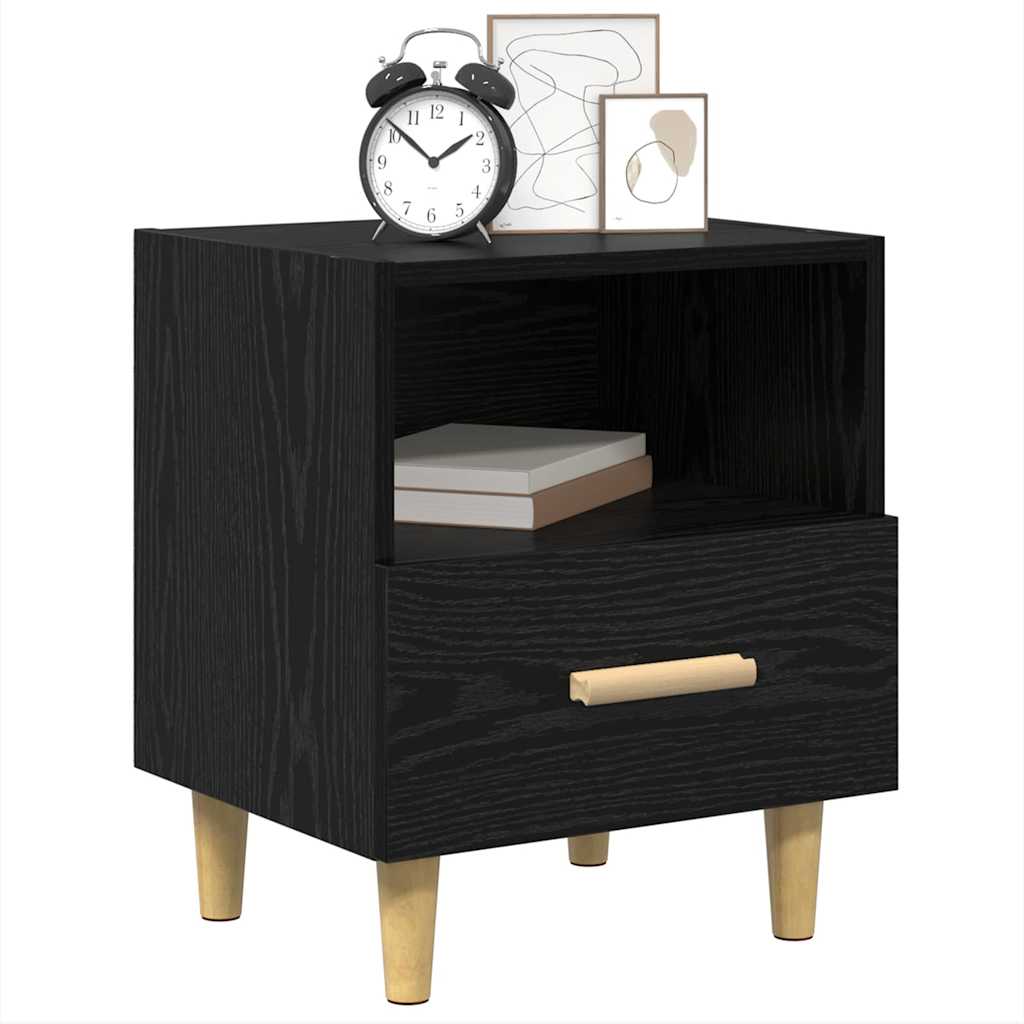 vidaXL Nachtkastje 2 pcs Zwart eiken 40 x 35 x 47,5 cm Bewerkt hout