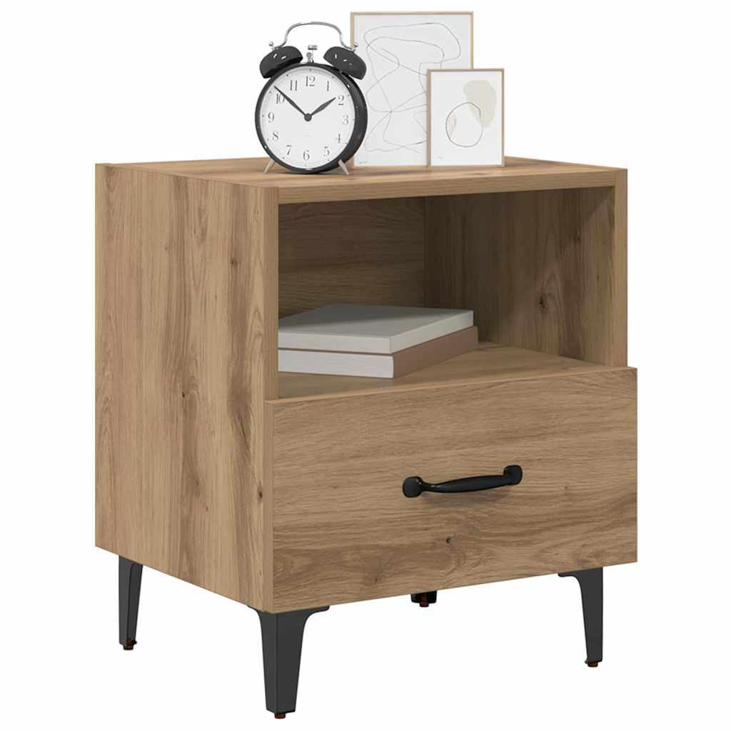 vidaXL Nachtkastje 2 pcs artisanaal eikenkleurig 40 x 35 x 47,5 cm