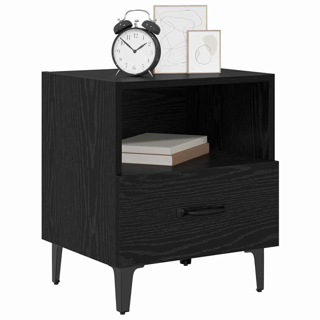 vidaXL Nachtkastje 2 pcs Zwart eiken 40 x 35 x 47,5 cm Bewerkt hout