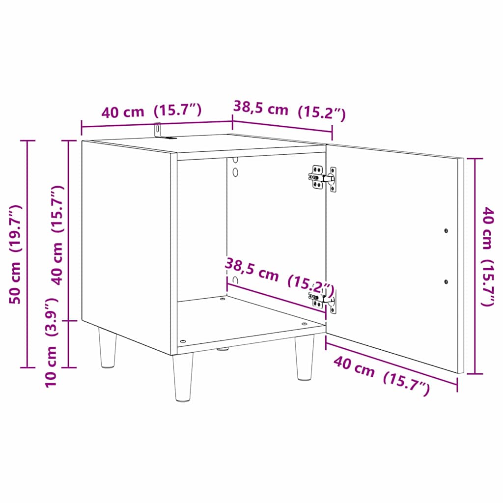 Noční skříňka 2 pcs Černý dub 40 x 40 x 50 cm kompozitní dřevo - obrázek 14
