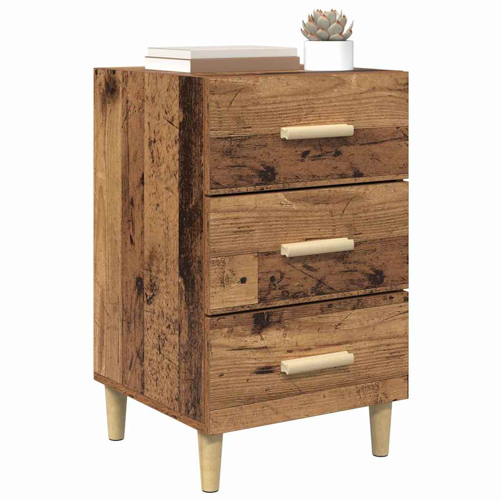 vidaXL Nachtkastje met lade Oud hout 40 x 40 x 66 cm Bewerkt hout