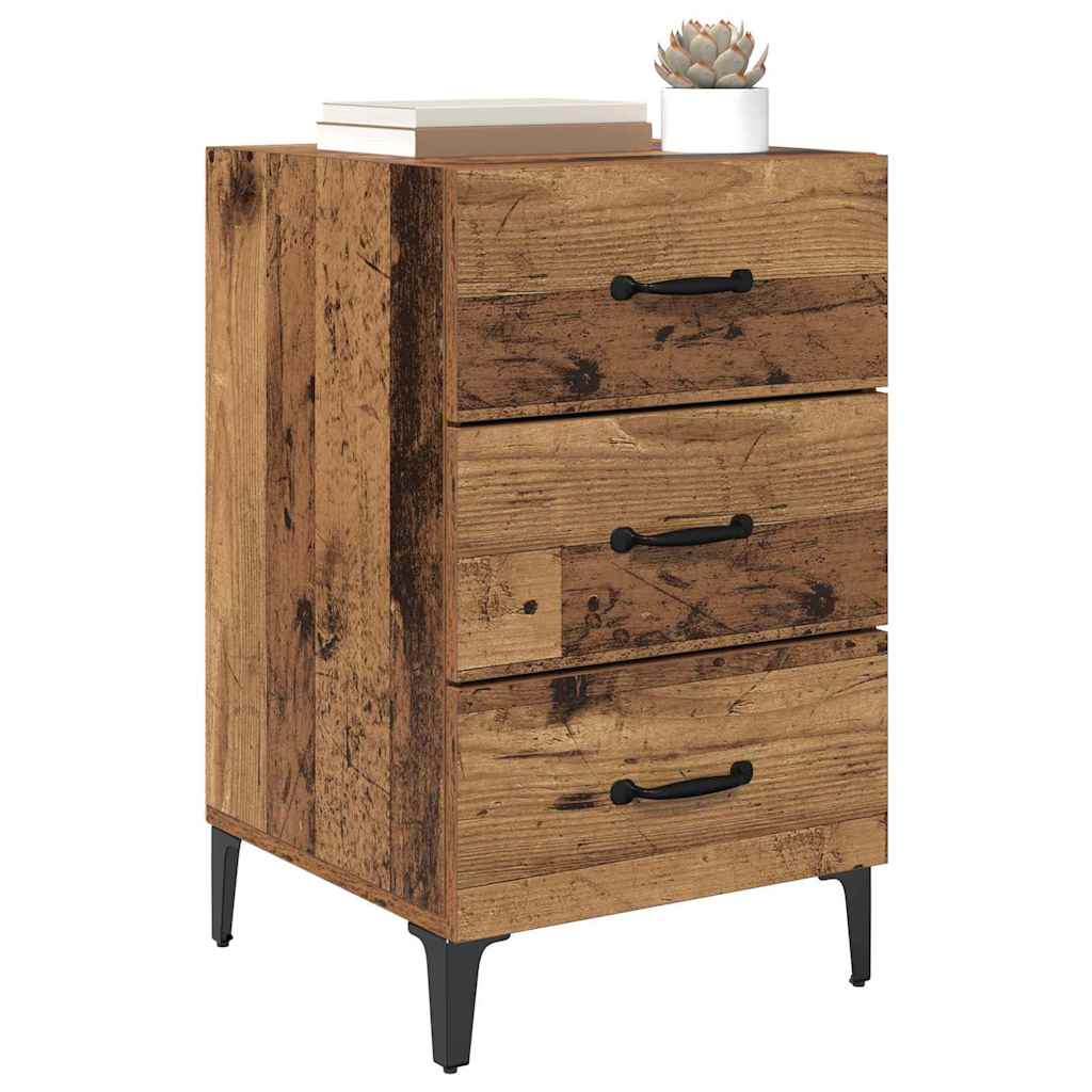 vidaXL Nachtkastje met lade Oud hout 40 x 40 x 66 cm Bewerkt hout