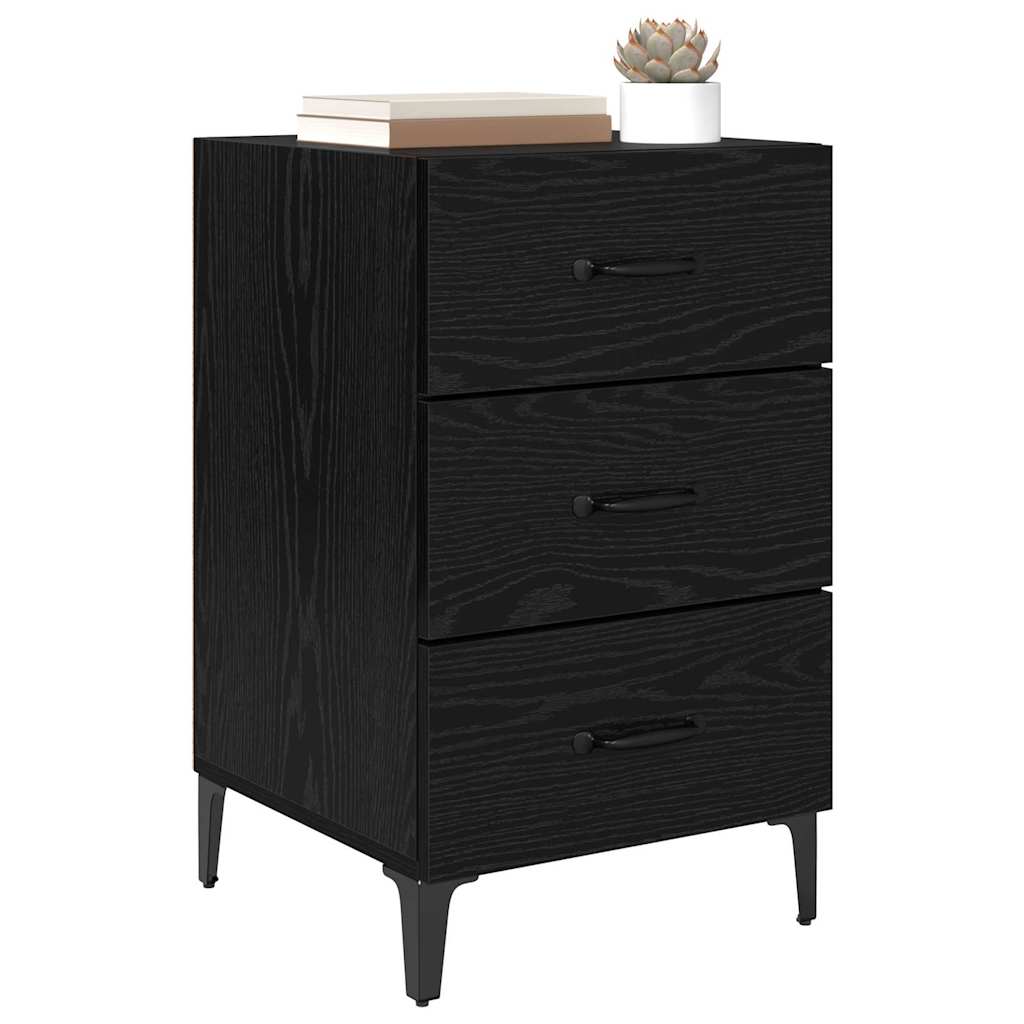 vidaXL Nachtkastje met lade Zwart eiken 40 x 40 x 66 cm Bewerkt hout