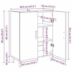 Servírovací skříň Staré dřevo 70 x 34 x 90 cm kompozitní dřevo - obrázek 13