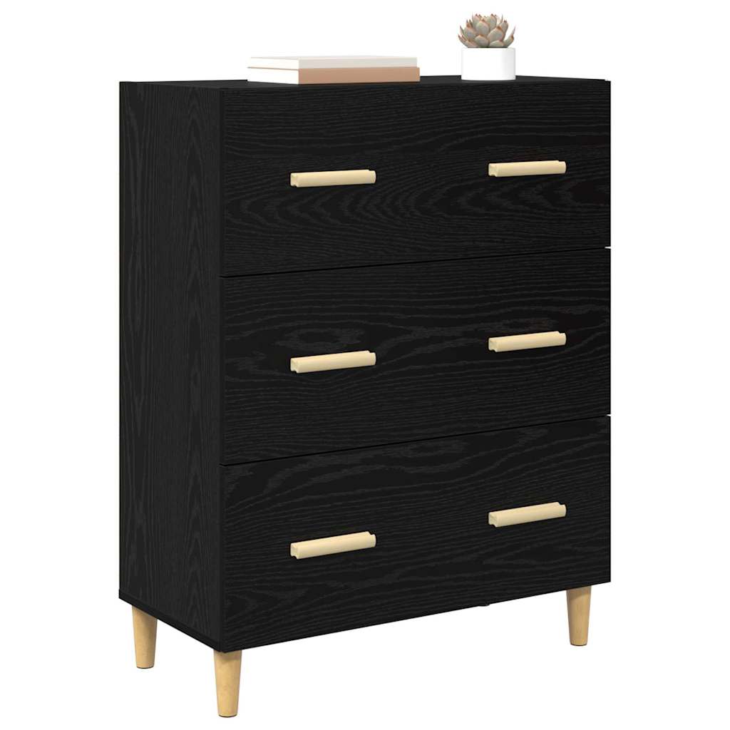 vidaXL Dressoir Zwart eiken 34 x 69,5 x 90 cm Bewerkt hout