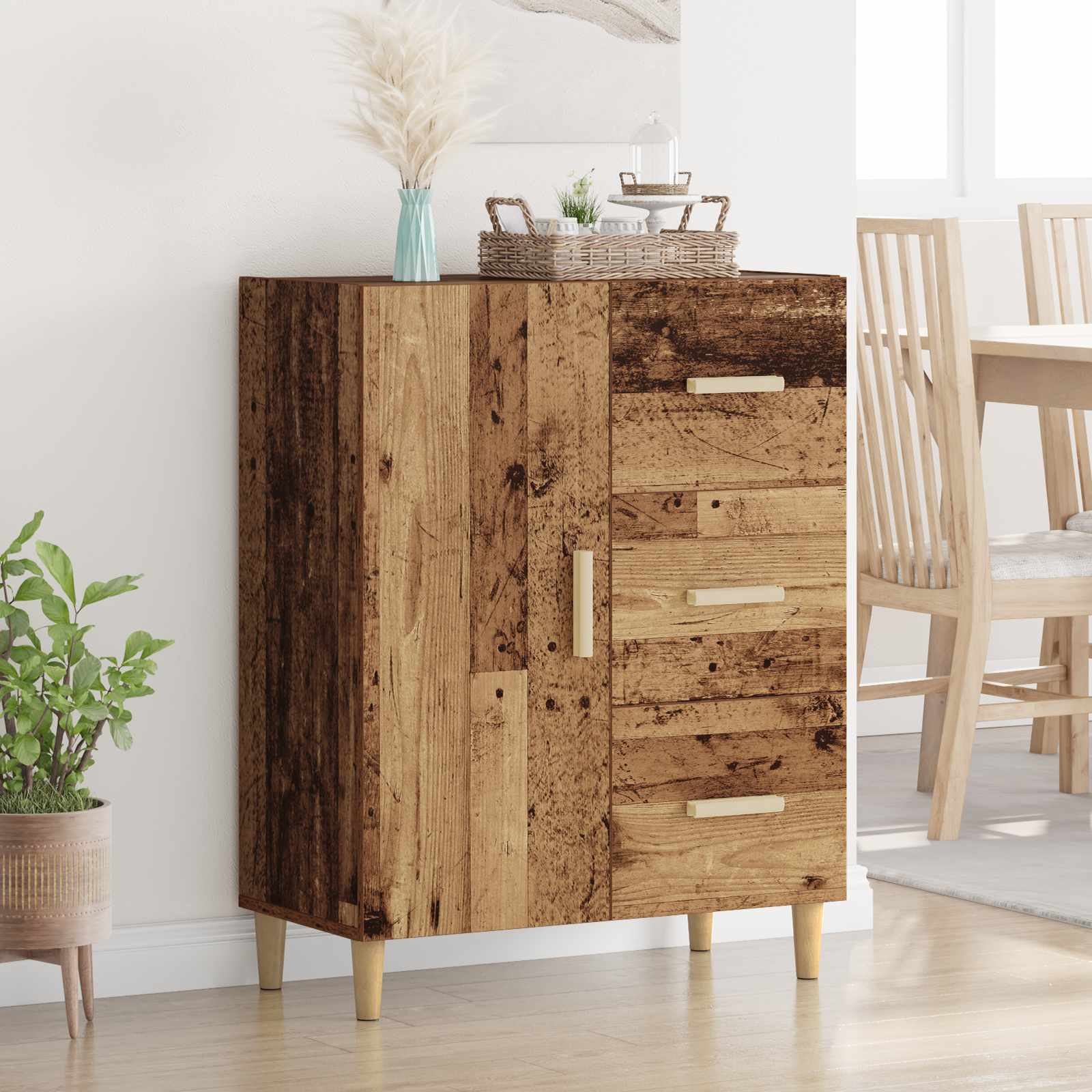 vidaXL Bufet cu sertar Lemn vechi 34 x 69.5 x 90 cm Lemn compozit