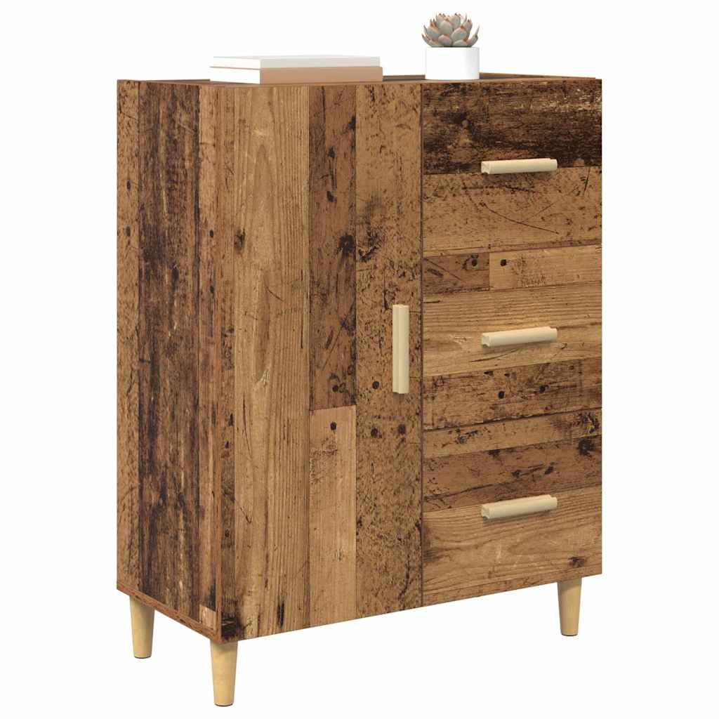 vidaXL Dressoir met lade Oud hout 34 x 69,5 x 90 cm Bewerkt hout