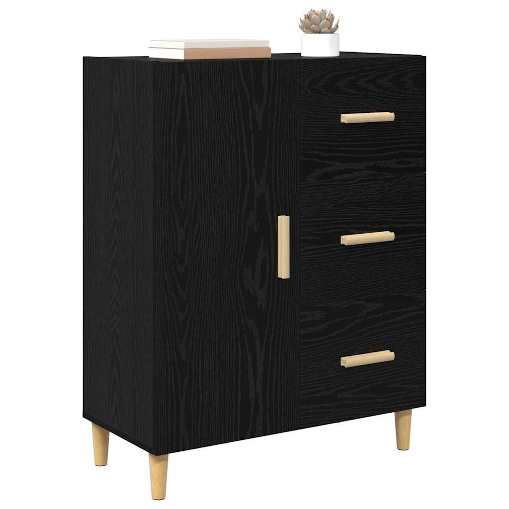 vidaXL Dressoir met lade Zwart eiken 34 x 69,5 x 90 cm Bewerkt hout