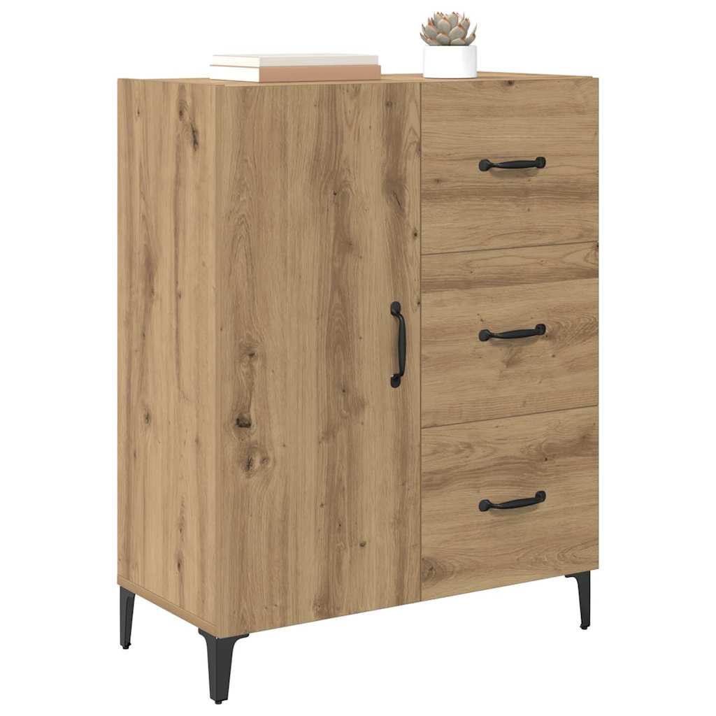 vidaXL Dressoir met lade Artisan Eiken 69,5 x 34 x 90 cm Bewerkt hout