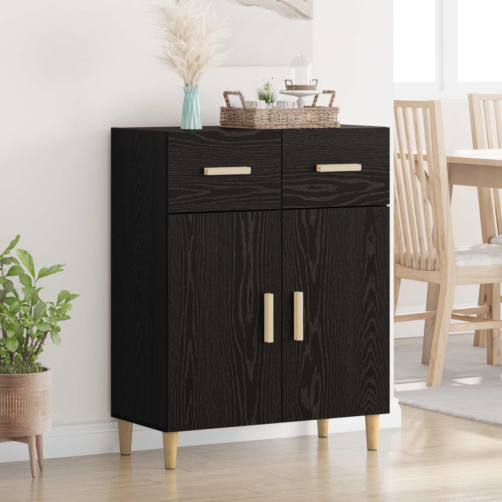 vidaXL Bufet cu sertar Stejar negru 34 x 69.5 x 89 cm Lemn compozit